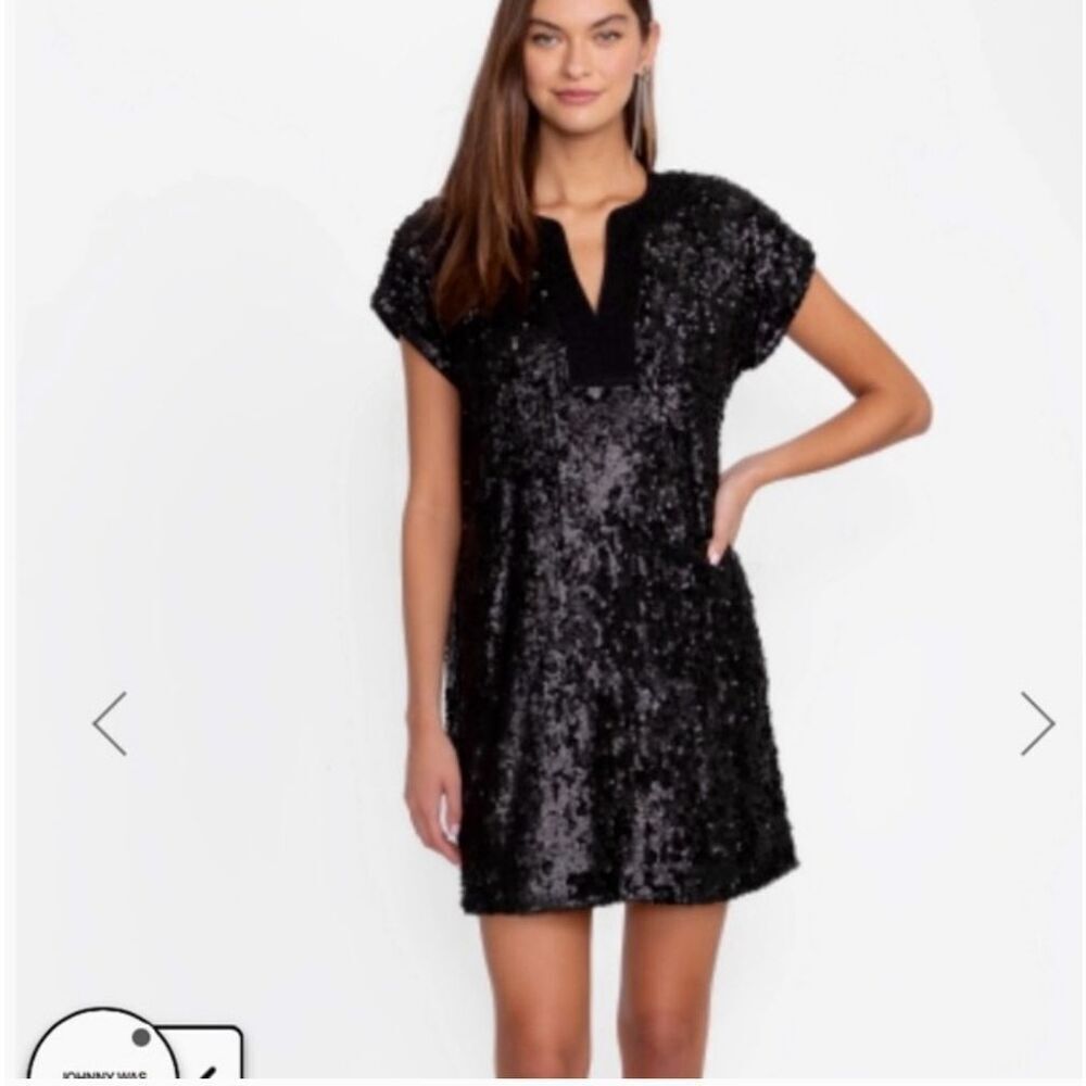 Johnny Was Rena Sequin Dress (Lined) Black Sz Medium NWT